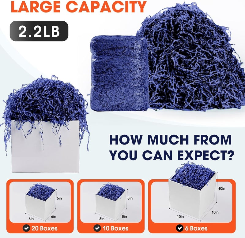 AODESTINY 2.2LBS Crinkle Cut Paper Shred Filler, Shredded Paper for Gift Bag Box Basket, Packing Grass Cushion Crinkle Shred Filler for Christmas Wedding Birthday Bridesmaid Engagement-Navy Blue - Image 2